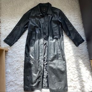 Long Leather Trench Coat
